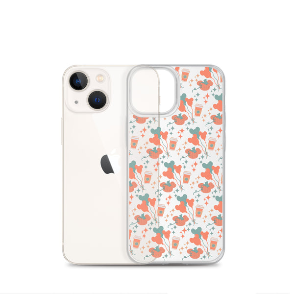 Disney Main Street USA Fall iPhone Case Magic Kingdom Starbucks Mickey Pumpkin Mickey Balloon Phone Case