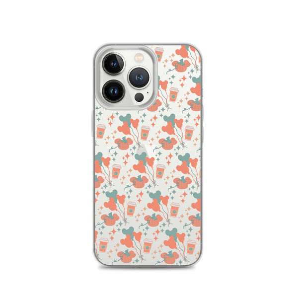 Disney Main Street USA Fall iPhone Case Magic Kingdom Starbucks Mickey Pumpkin Mickey Balloon Phone Case