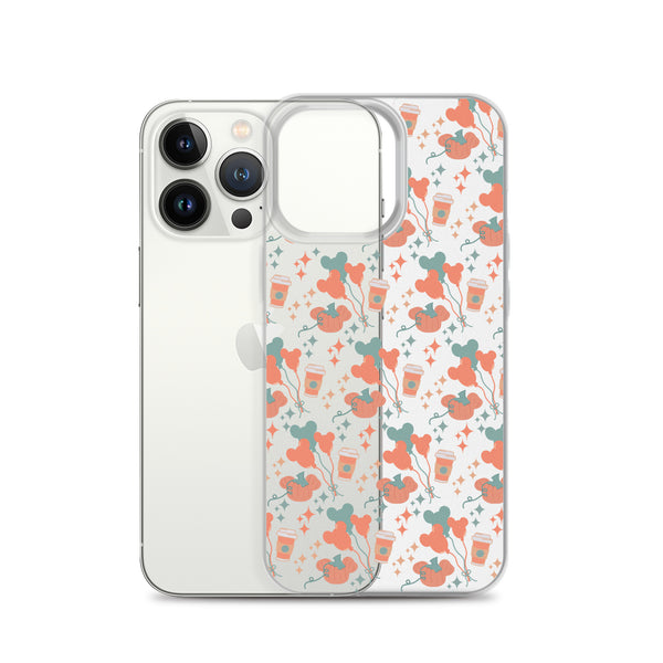 Disney Main Street USA Fall iPhone Case Magic Kingdom Starbucks Mickey Pumpkin Mickey Balloon Phone Case