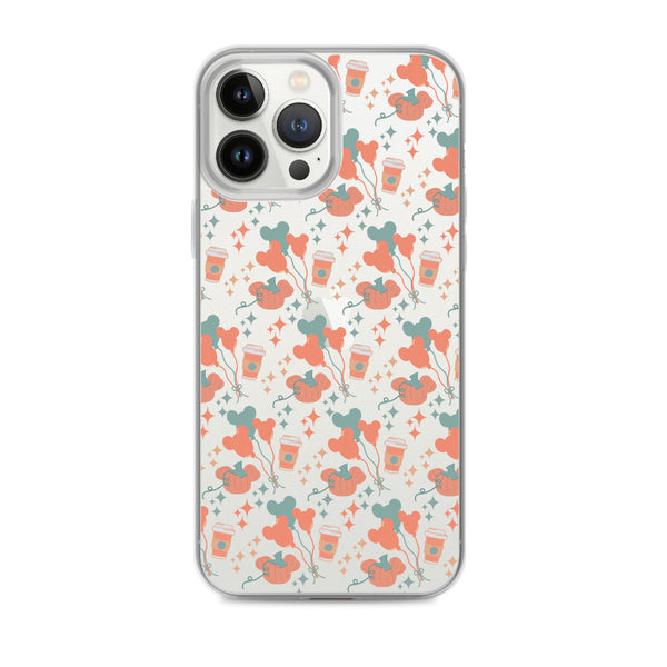Disney Main Street USA Fall iPhone Case Magic Kingdom Starbucks Mickey Pumpkin Mickey Balloon Phone Case