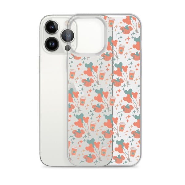 Disney Main Street USA Fall iPhone Case Magic Kingdom Starbucks Mickey Pumpkin Mickey Balloon Phone Case