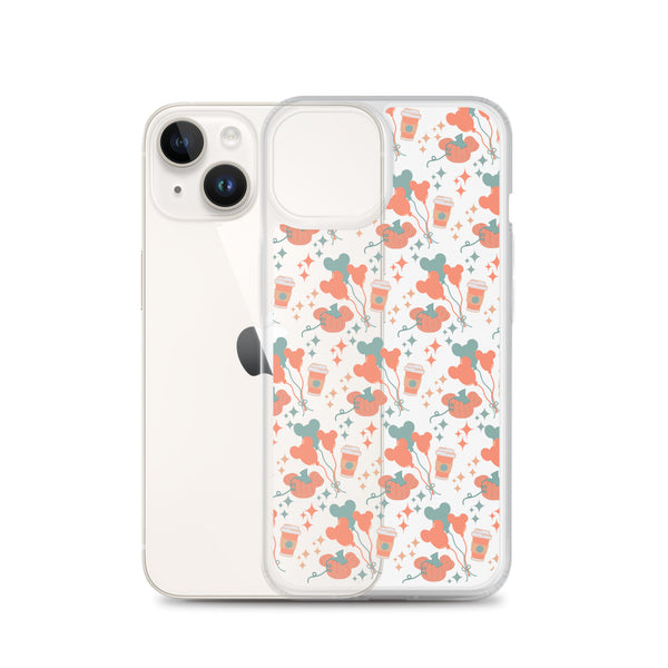 Disney Main Street USA Fall iPhone Case Magic Kingdom Starbucks Mickey Pumpkin Mickey Balloon Phone Case