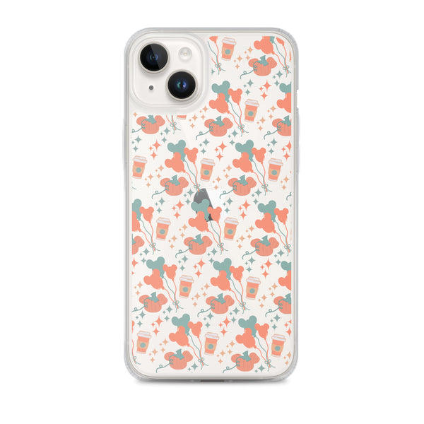 Disney Main Street USA Fall iPhone Case Magic Kingdom Starbucks Mickey Pumpkin Mickey Balloon Phone Case