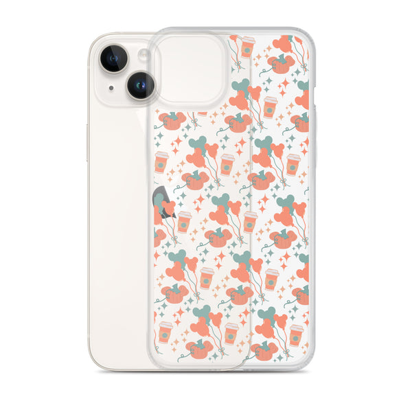 Disney Main Street USA Fall iPhone Case Magic Kingdom Starbucks Mickey Pumpkin Mickey Balloon Phone Case