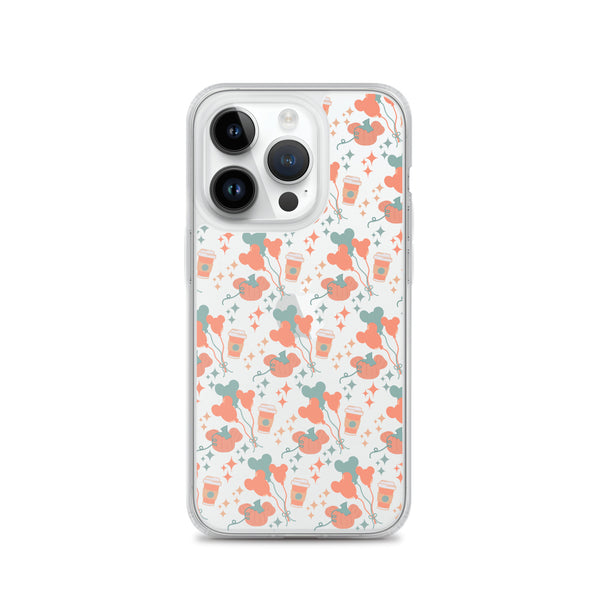 Disney Main Street USA Fall iPhone Case Magic Kingdom Starbucks Mickey Pumpkin Mickey Balloon Phone Case