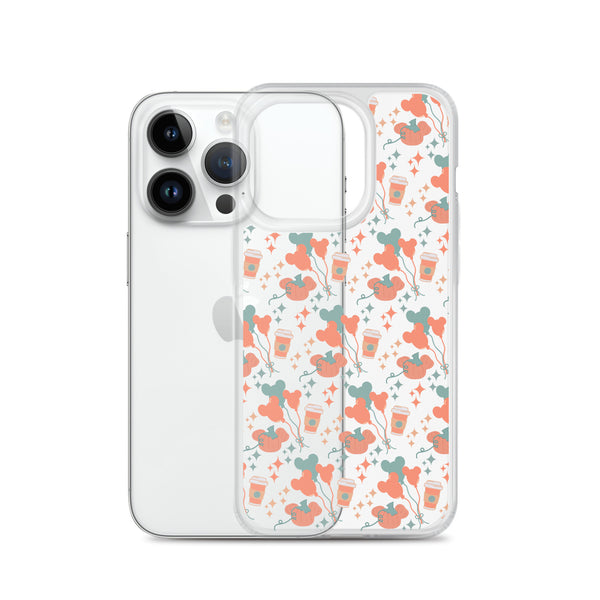 Disney Main Street USA Fall iPhone Case Magic Kingdom Starbucks Mickey Pumpkin Mickey Balloon Phone Case