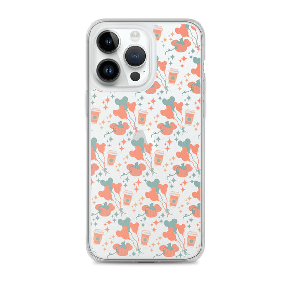 Disney Main Street USA Fall iPhone Case Magic Kingdom Starbucks Mickey Pumpkin Mickey Balloon Phone Case