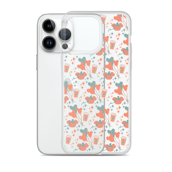 Disney Main Street USA Fall iPhone Case Magic Kingdom Starbucks Mickey Pumpkin Mickey Balloon Phone Case