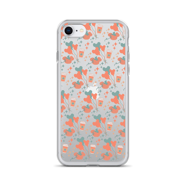 Disney Main Street USA Fall iPhone Case Magic Kingdom Starbucks Mickey Pumpkin Mickey Balloon Phone Case