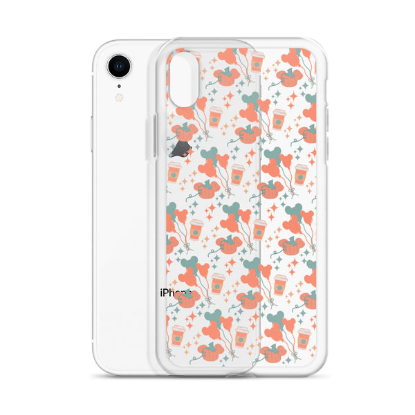Disney Main Street USA Fall iPhone Case Magic Kingdom Starbucks Mickey Pumpkin Mickey Balloon Phone Case