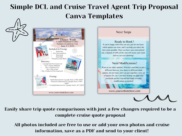 Disney Cruise Line Travel Agent Cruise Vacation Trip Simple Proposal Canva Templates Editable Downloads