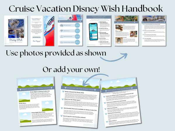 Disney Wish Cruise 33 page Handbook, DCL guidebook, Travel Agent Cruise Canva Template and Download PDF guide, Canva Cruise Guide, DCL packing list