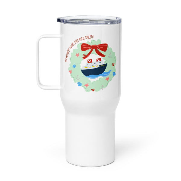 Disney Cruise Tumbler Merriest Cruise DCL Christmas Merrytime Holiday Cruise Travel mug with a handle