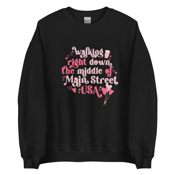 Disney Main Street USA Valentine's Day Shirt Magic Kingdom Mickey Balloons Unisex Sweatshirt