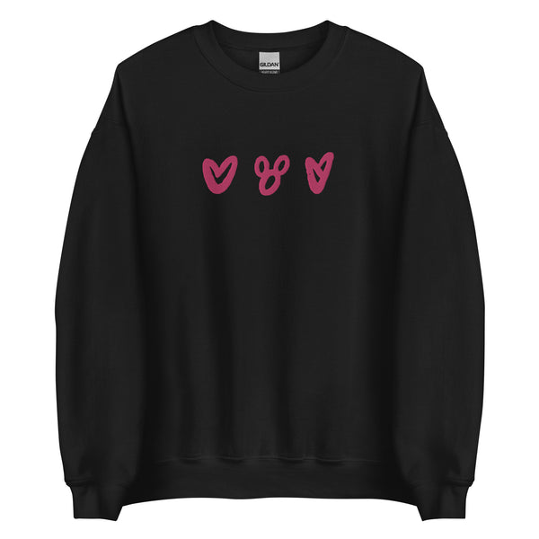 Hearts and Mickey EMBROIDERED Sweatshirt Disney Valentines Day Hearts Love Sweatshirt