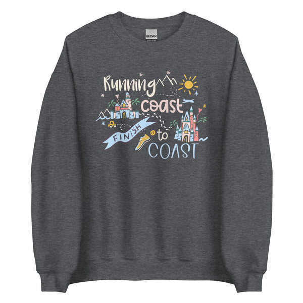 runDisney Coast to Coast Sweatshirt Disney Running Shirt Disneyland and Disney World Unisex Sweatshirt