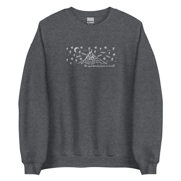 Disney Halloween Sweatshirt EMBROIDERED- READY TO SHIP-Dark Heather Gray- Medium