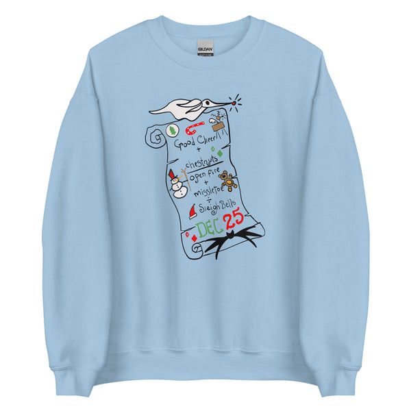 Nightmare Before Christmas List Sweatshirt Zero Christmas Disney Shirt Nightmare Christmas Unisex Sweatshirt