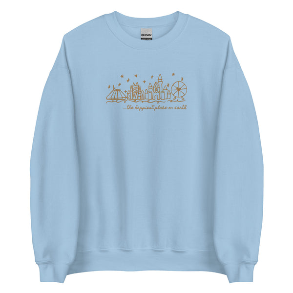Disneyland EMBROIDERED Sweatshirt Happiest Place on Earth Sweater Disneyland Unisex Embroidered Sweatshirt