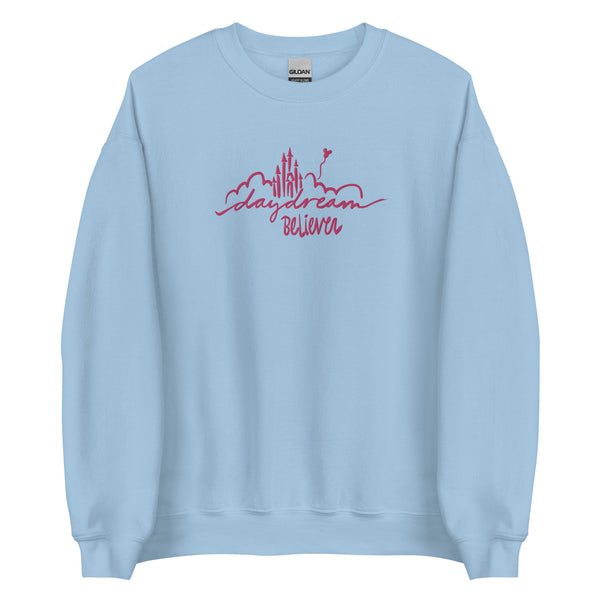 Disney Castle EMBROIDERED Sweatshirt Daydream Believer with Mickey Balloon Unisex Disney Embroidered Sweatshirt