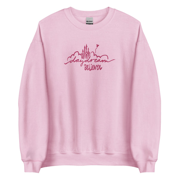 Disney Castle EMBROIDERED Sweatshirt Daydream Believer with Mickey Balloon Unisex Disney Embroidered Sweatshirt