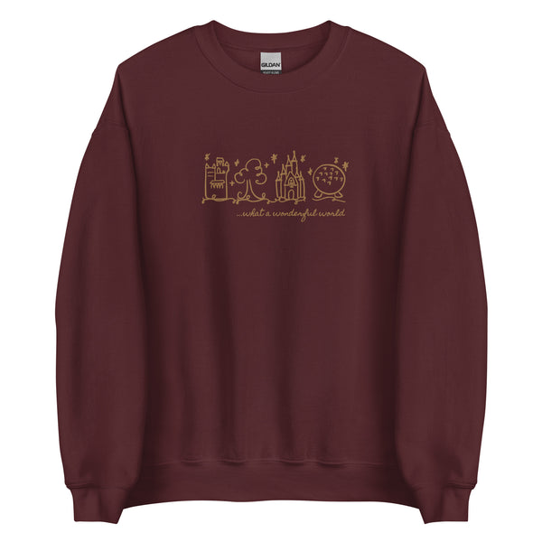 Disney World Parks EMBROIDERED Sweater What a Wonderful World Disney Unisex Sweatshirt