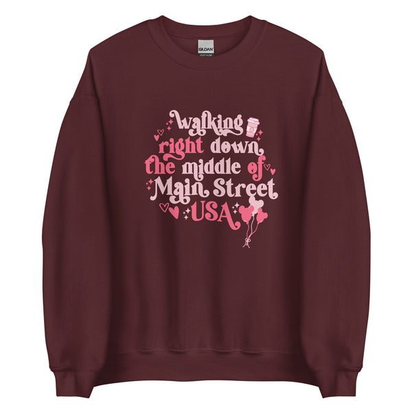 Disney Main Street USA Valentine's Day Shirt Magic Kingdom Mickey Balloons Unisex Sweatshirt