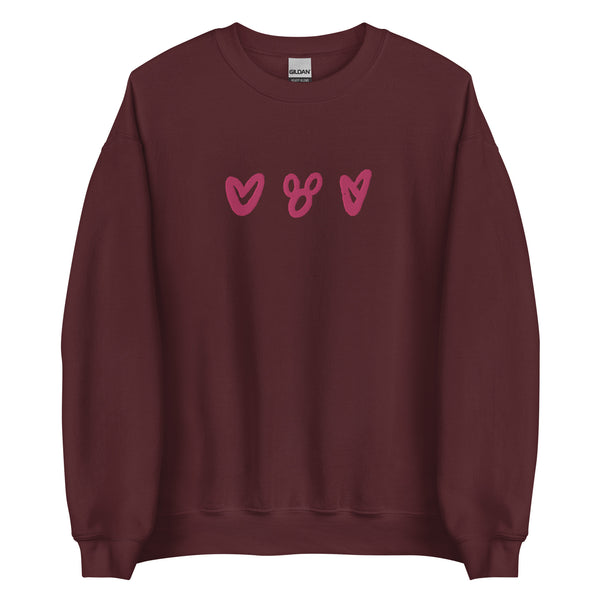 Hearts and Mickey EMBROIDERED Sweatshirt Disney Valentines Day Hearts Love Sweatshirt