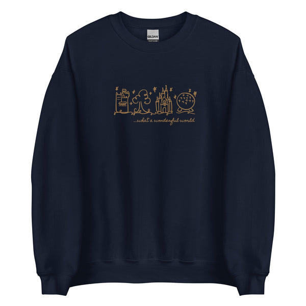 Disney World Parks EMBROIDERED Sweater What a Wonderful World Disney Unisex Sweatshirt