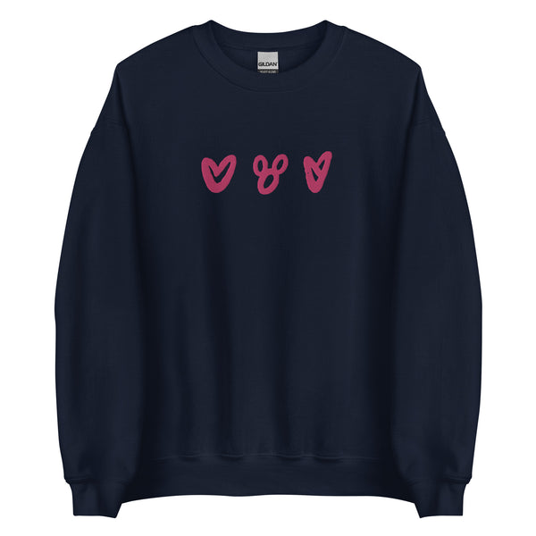Hearts and Mickey EMBROIDERED Sweatshirt Disney Valentines Day Hearts Love Sweatshirt