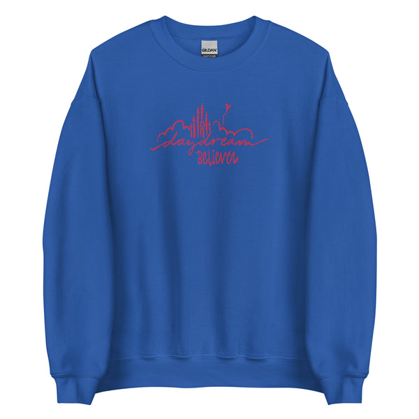 Disney Castle EMBROIDERED Sweatshirt Daydream Believer with Mickey Balloon Unisex Disney Embroidered Sweatshirt