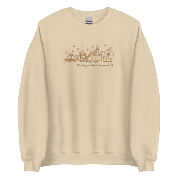 Disneyland EMBROIDERED Sweatshirt Happiest Place on Earth Sweater Disneyland Unisex Embroidered Sweatshirt
