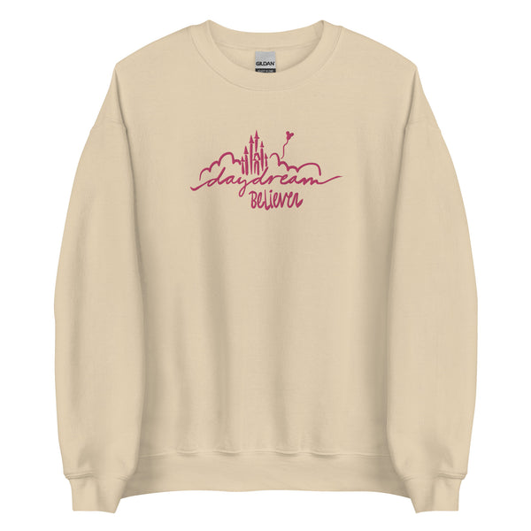 Disney Castle EMBROIDERED Sweatshirt Daydream Believer with Mickey Balloon Unisex Disney Embroidered Sweatshirt