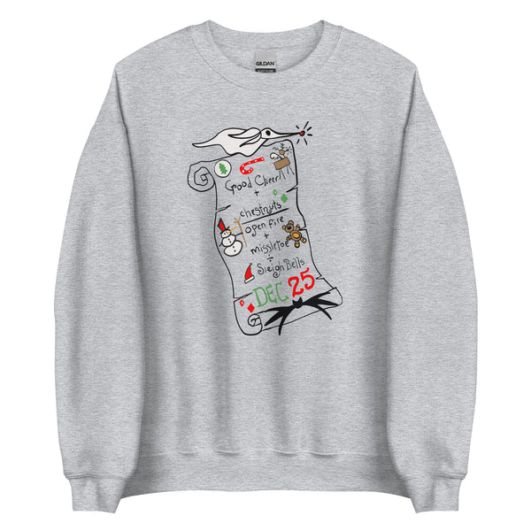 Nightmare Before Christmas List Sweatshirt Zero Christmas Disney Shirt Nightmare Christmas Unisex Sweatshirt