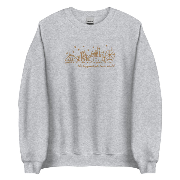 Disneyland EMBROIDERED Sweatshirt Happiest Place on Earth Sweater Disneyland Unisex Embroidered Sweatshirt