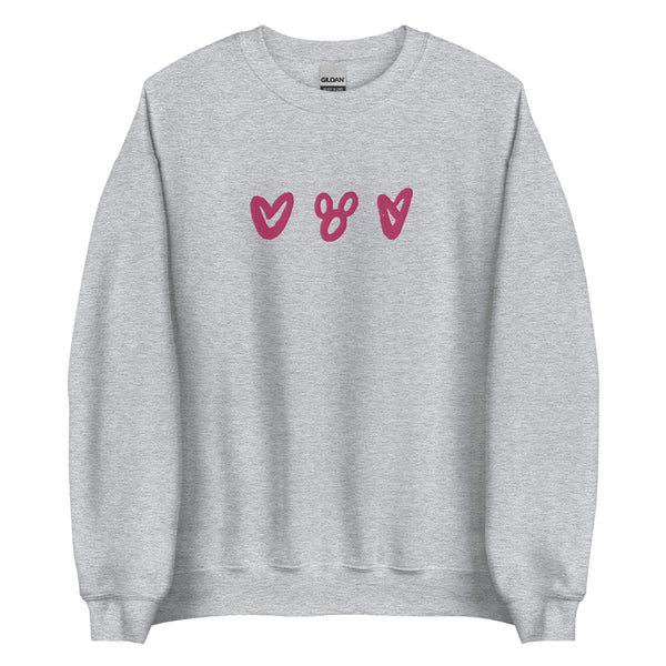 Hearts and Mickey EMBROIDERED Sweatshirt Disney Valentines Day Hearts Love Sweatshirt