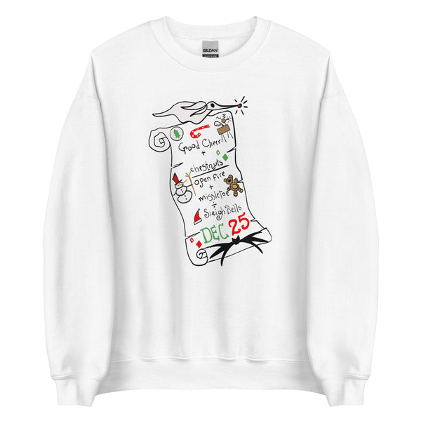 Nightmare Before Christmas List Sweatshirt Zero Christmas Disney Shirt Nightmare Christmas Unisex Sweatshirt