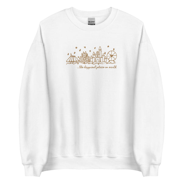 Disneyland EMBROIDERED Sweatshirt Happiest Place on Earth Sweater Disneyland Unisex Embroidered Sweatshirt