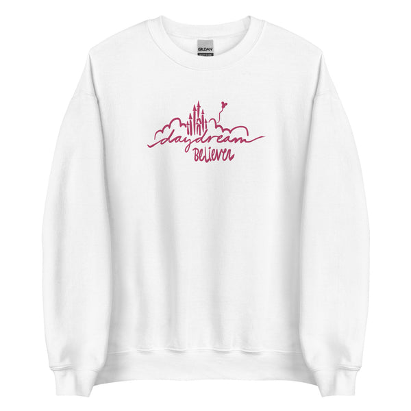 Disney Castle EMBROIDERED Sweatshirt Daydream Believer with Mickey Balloon Unisex Disney Embroidered Sweatshirt