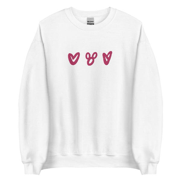 Hearts and Mickey EMBROIDERED Sweatshirt Disney Valentines Day Hearts Love Sweatshirt