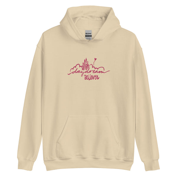 Disney Castle EMBROIDERED Hoodie Daydream Believer with Mickey Balloon Unisex Disney Embroidered Hooded Sweatshirt