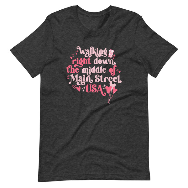 Disney Main Street USA Valentine's Day Shirt Magic Kingdom Mickey Balloons Unisex t-shirt