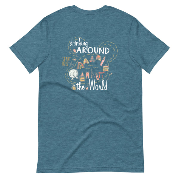 Epcot Drinking Around the World T-Shirt Start Here Epcot Food Disney Shirt 2-Sided Food and Wine Festival T-Shirt