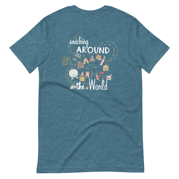 Epcot Snacking Around the World T-Shirt Start Here Epcot Food Disney Shirt 2-Sided Food and Wine Festival T-Shirt