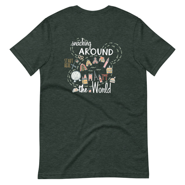 Epcot Snacking Around the World T-Shirt Start Here Epcot Food Disney Shirt 2-Sided Food and Wine Festival T-Shirt