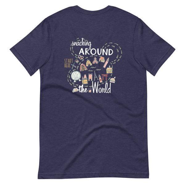 Epcot Snacking Around the World T-Shirt Start Here Epcot Food Disney Shirt 2-Sided Food and Wine Festival T-Shirt
