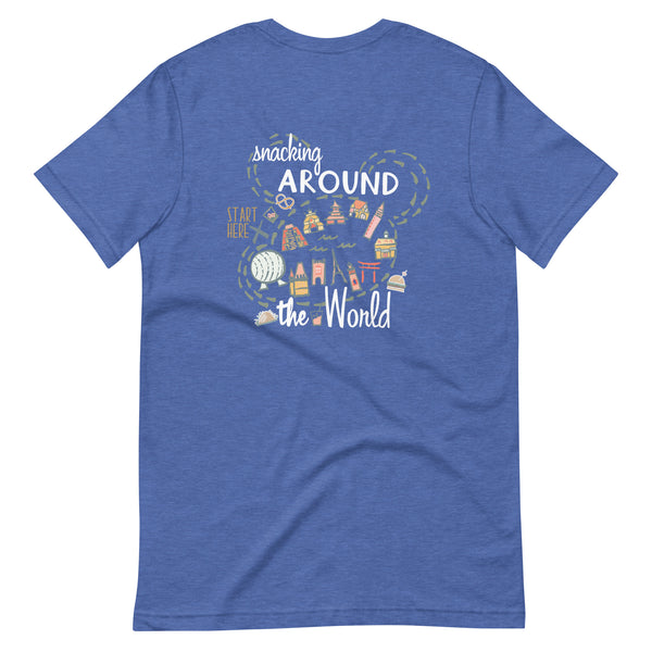 Epcot Snacking Around the World T-Shirt Start Here Epcot Food Disney Shirt 2-Sided Food and Wine Festival T-Shirt