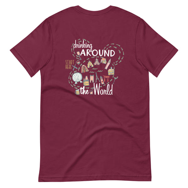 Epcot Drinking Around the World T-Shirt Start Here Epcot Food Disney Shirt 2-Sided Food and Wine Festival T-Shirt