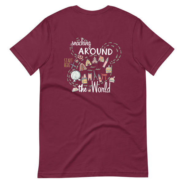 Epcot Snacking Around the World T-Shirt Start Here Epcot Food Disney Shirt 2-Sided Food and Wine Festival T-Shirt