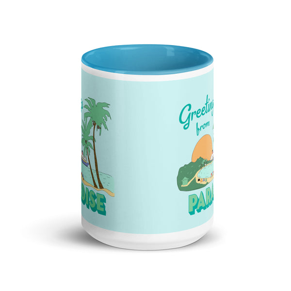Disney Cruise Castaway Greetings from Paradise Mug Castaway Cay Mug with Turquoise Color Inside